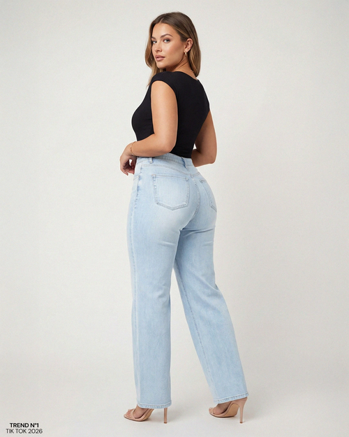 Jean Large Taille Mi-Haute Effet BBL