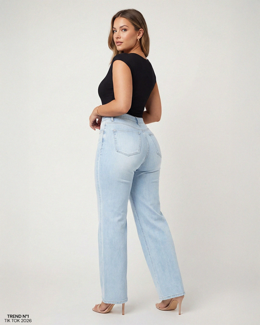 Jean Large Taille Mi-Haute Effet BBL
